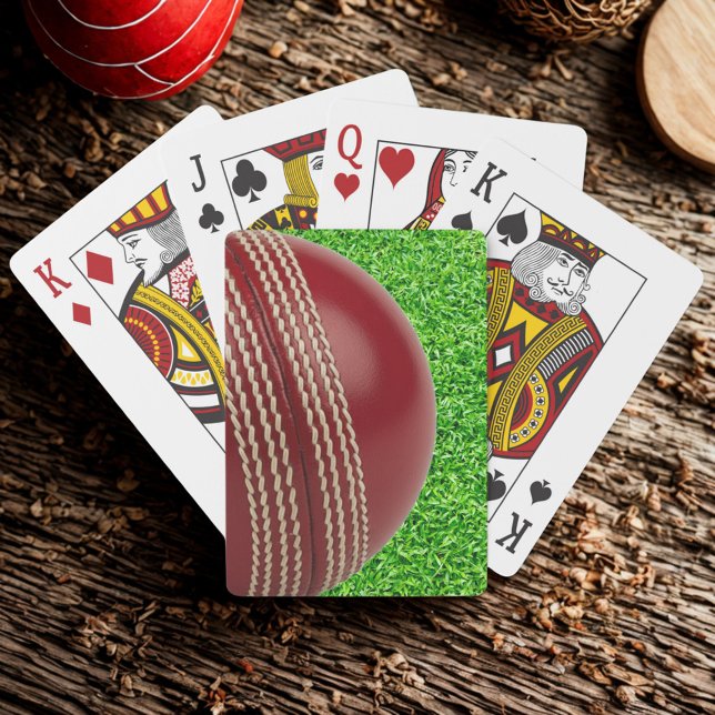 Test Match Red Cricket Ball with Custom Text Poker Cards (Creator Uploaded)