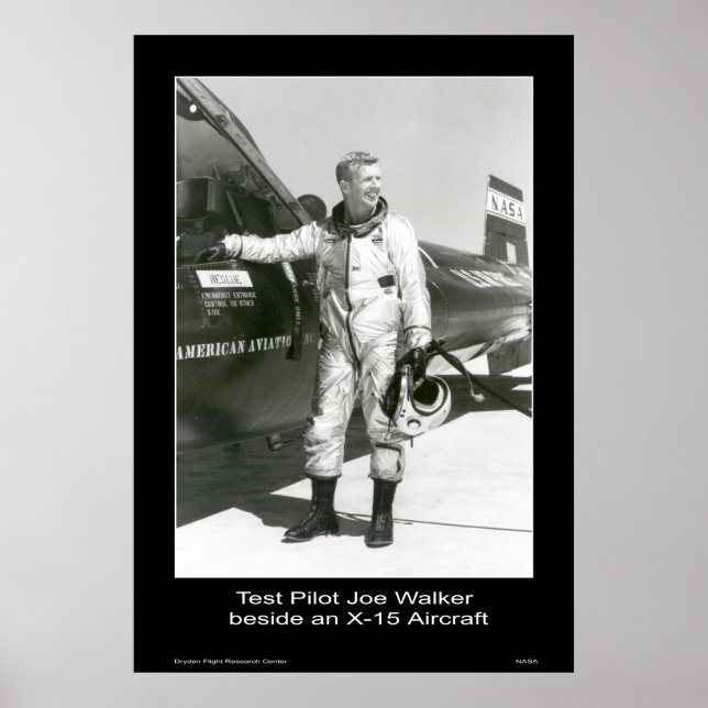 Test Pilot Joe Walker beside an X-15 Aircraft Poster (Front)