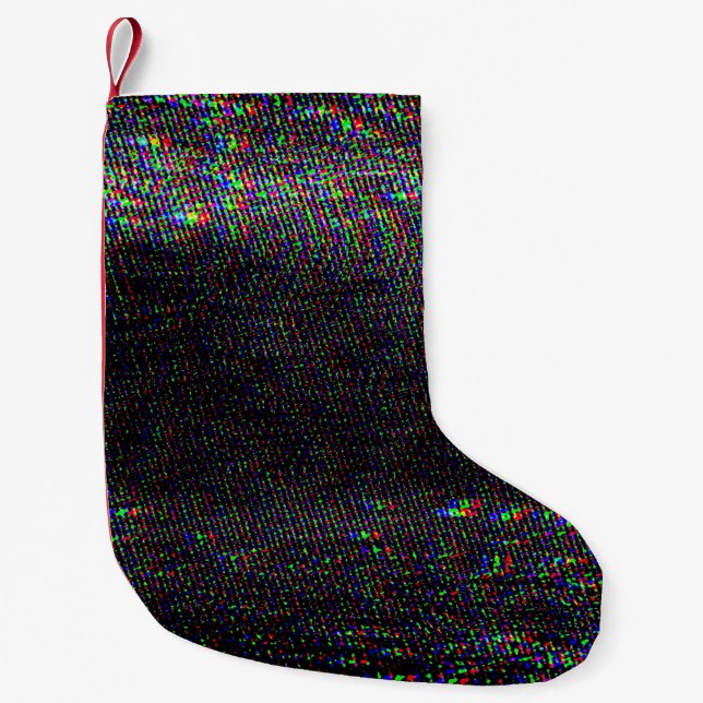 Test Screen Glitch Texture Background Small Christmas Stocking (Front)