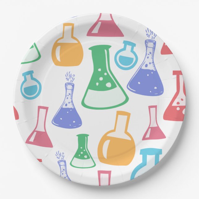 Test Tube Glass Tubes Laboratory Scientist Chemist Paper Plates (Front)