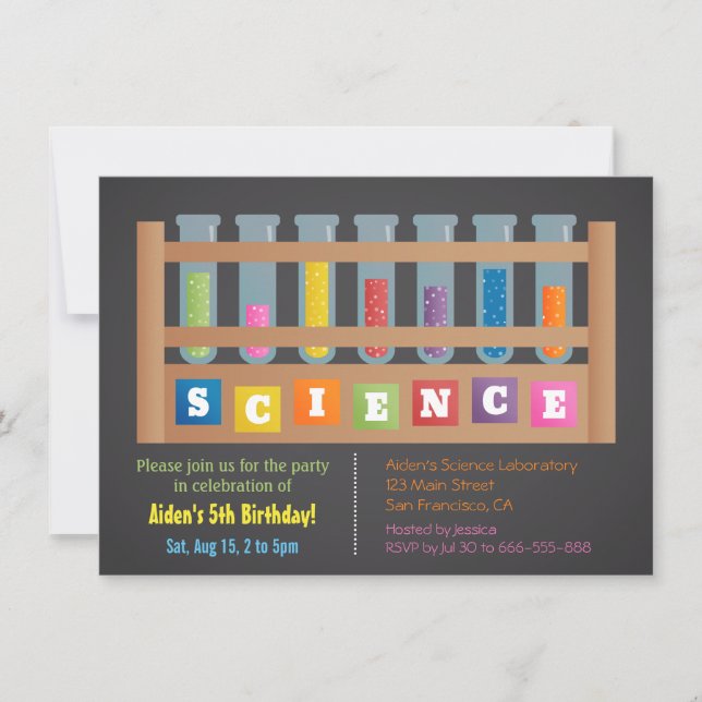 Test Tubes Science Kids Birthday Party Invitations (Front)