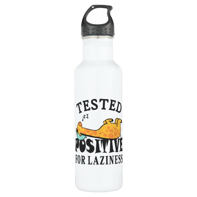 Tested positive for laziness Giraffe Stainless Steel Water Bottle (Front)