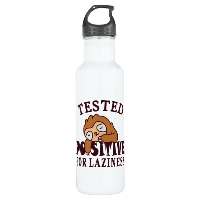 Tested positive for laziness Sloth Stainless Steel Water Bottle (Front)