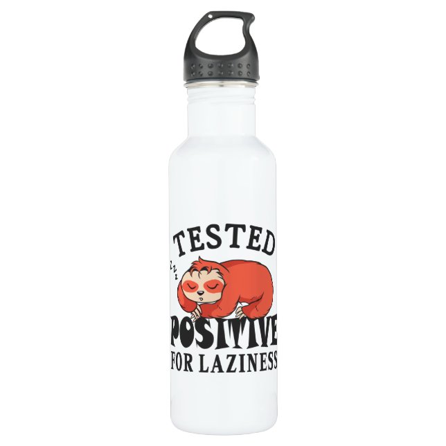 Tested positive for laziness Sloth Stainless Steel Water Bottle (Front)