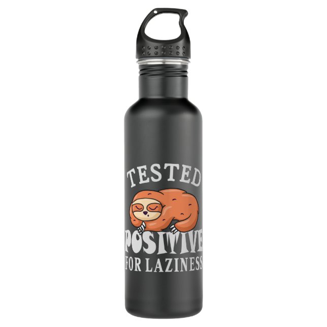 Tested positive for laziness Sloth Stainless Steel Water Bottle (Front)