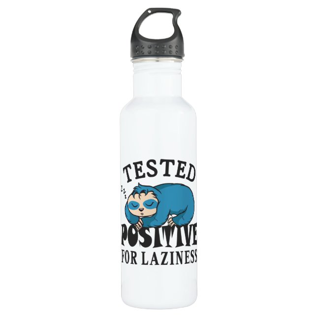 Tested positive for laziness Sloth Stainless Steel Water Bottle (Front)
