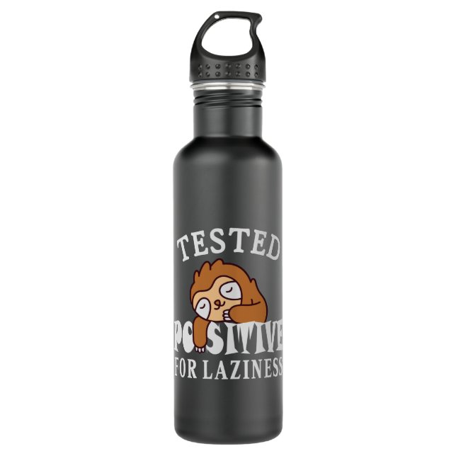 Tested positive for laziness Sloth Stainless Steel Water Bottle (Front)