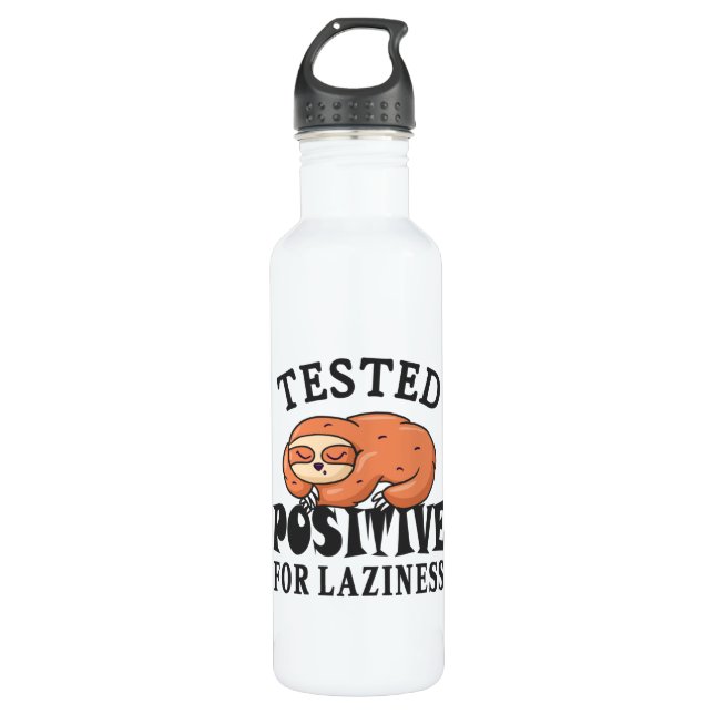 Tested positive for laziness Sloth Stainless Steel Water Bottle (Front)