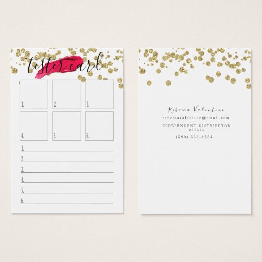 Tester Card - Lipstick Swatch Card - Many Sizes! (Front & Back)