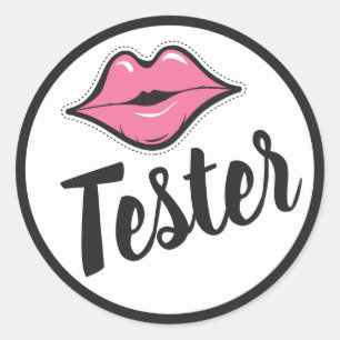 TESTER Pink Kiss Lipstick & Beauty Distributor Classic Round Sticker