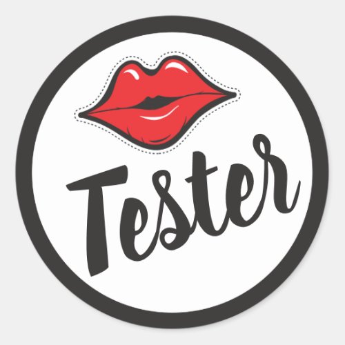 TESTER Red Kiss Lipstick  Beauty Distributor Classic Round Sticker