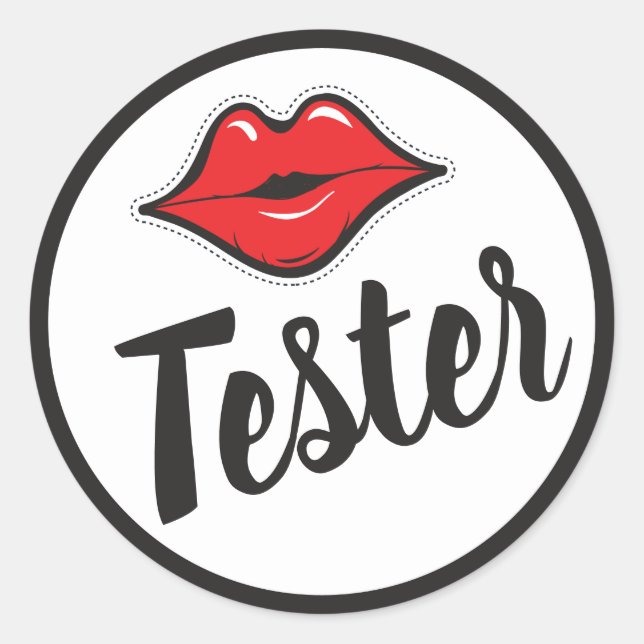 TESTER Red Kiss Lipstick & Beauty Distributor Classic Round Sticker (Front)