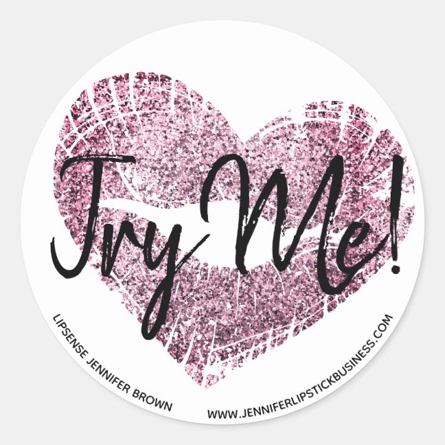 Tester try me Lipstick pink heart Sticker
