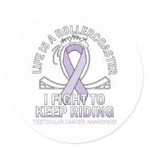 Testicular cancer awareness light purple ribbon classic round sticker