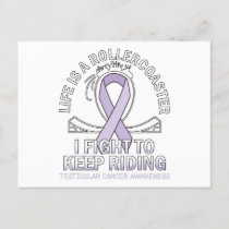 Testicular cancer awareness light purple ribbon postcard