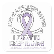Testicular cancer awareness light purple ribbon square sticker