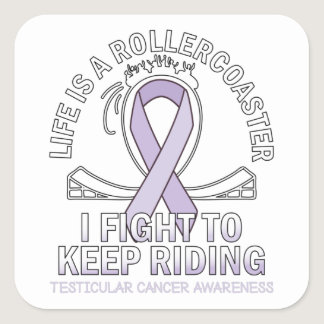 Testicular cancer awareness light purple ribbon square sticker