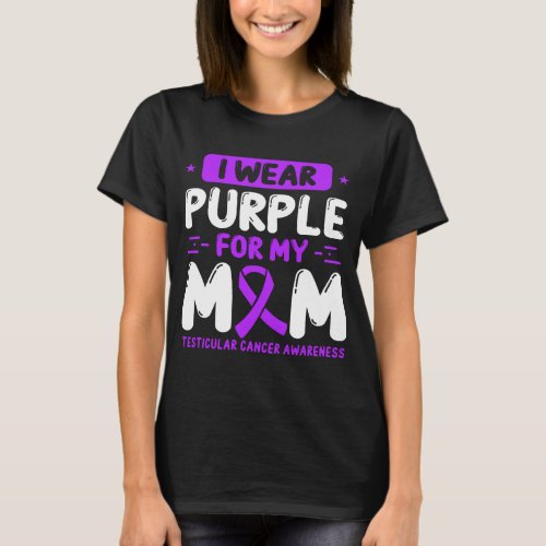 Testicular Cancer Awareness Mom Purple Ribbon Mama T_Shirt