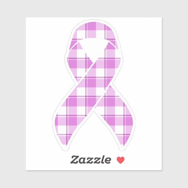 Testicular Cancer Awareness Plaid Purple Ribbon Sticker (Sheet)