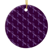 testicular cancer awareness Purple Ribbon Ceramic Ornament