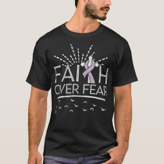 Testicular Cancer Faith over Fear Light Purple Rib T-Shirt
