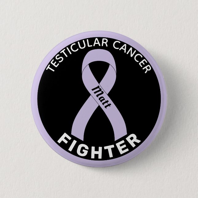 Testicular Cancer Fighter Ribbon Black Button (Front)