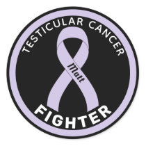 Testicular Cancer Fighter Ribbon Black Classic Round Sticker