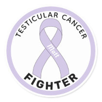 Testicular Cancer Fighter Ribbon White Classic Round Sticker