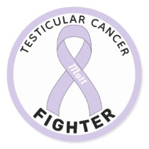 Testicular Cancer Fighter Ribbon White Classic Round Sticker