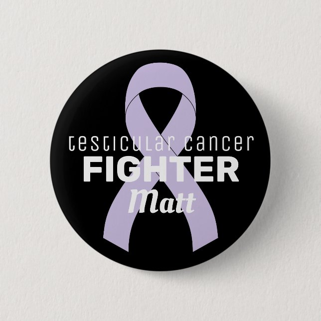 Testicular Cancer Ribbon Black Button (Front)