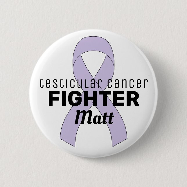 Testicular Cancer Ribbon White Button (Front)