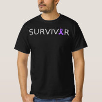 Testicular Cancer Survivor, with Purple Ribbon T-Shirt