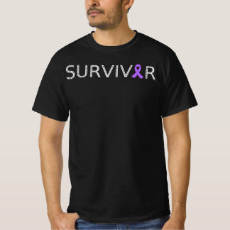 Testicular Cancer Survivor, with Purple Ribbon T-Shirt