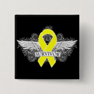 Testicular Cancer Winged SURVIVOR Ribbon Pinback Button