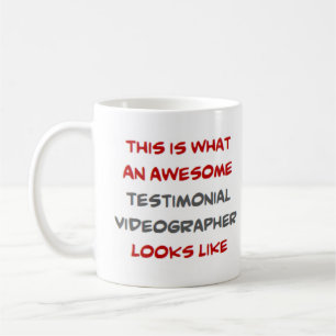 testimonial videographer, awesome coffee mug