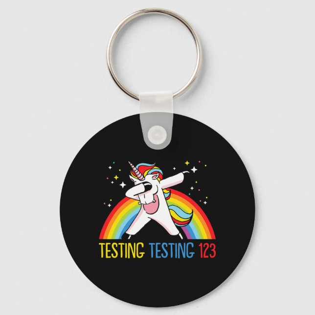 Testing 123 Cute Test Day 2  Keychain (Front)