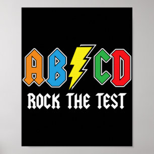 Testing Retro Abcd Rock The Test Day Funny School Poster