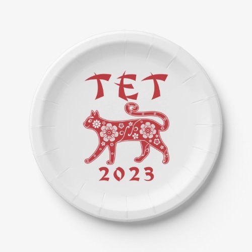 Tet 2023 Vietnamese New Year of the Cat Paper Plates