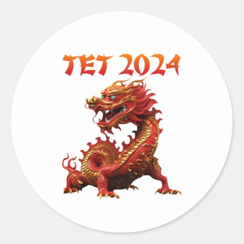 Tet 2024 Year of the Dragon Vietnamese New Year Classic Round Sticker