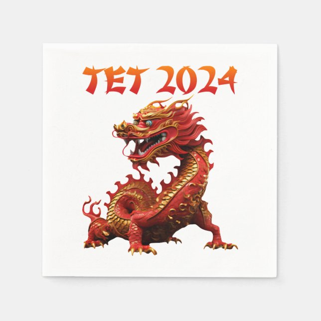 Tet 2024 Year of the Dragon Vietnamese New Year Napkins (Front)