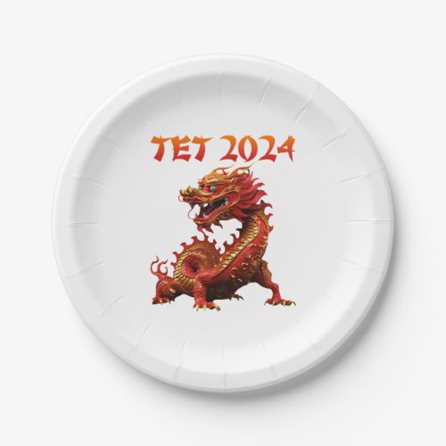 Tet 2024 Year of the Dragon Vietnamese New Year Paper Plates