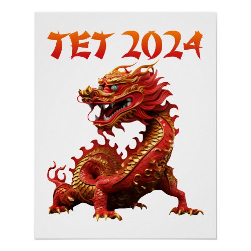 Tet 2024 Year of the Dragon Vietnamese New Year Poster