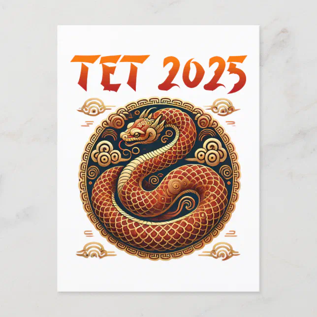Tet 2025 Year of the Snake Vietnamese New Year Postcard | Zazzle