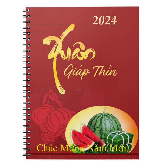 Tet Chuc Mung Nam Moi Happy New Year Xuan 2024 Notebook (Front)