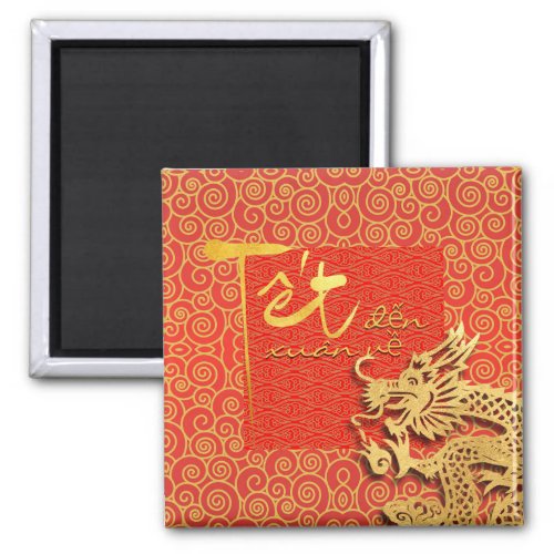 Tet comes Spring Vietnamese Dragon New Year 2024 M Magnet