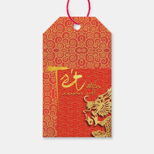 Tet comes Spring Vietnamese Dragon New Year quote Gift Tags