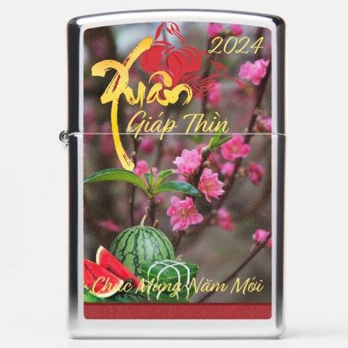 Tet Happy New Year Xuan Giap Thin 2024 Zippo Lighter