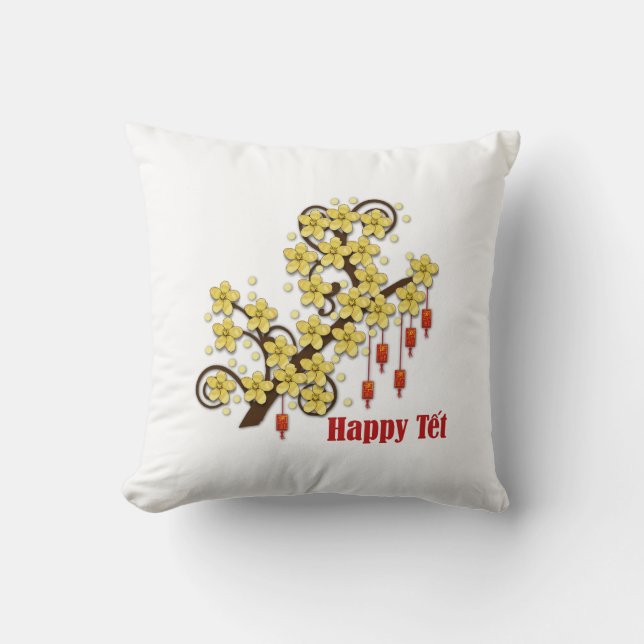 Tet Hoa Mai Throw Pillow (Front)