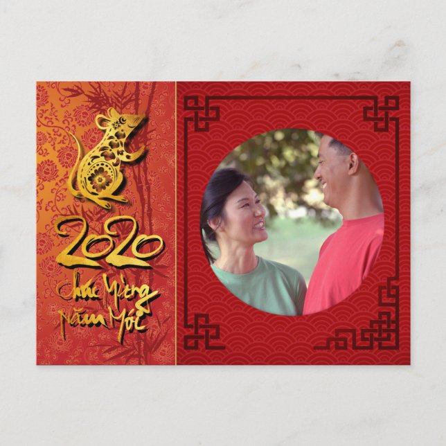Têt Rat Year 2020 Photo frame Add your image PC Invitation Postcard (Front)
