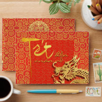 Tet Vietnamese Dragon New Year 2024 LI XI Red E Envelope